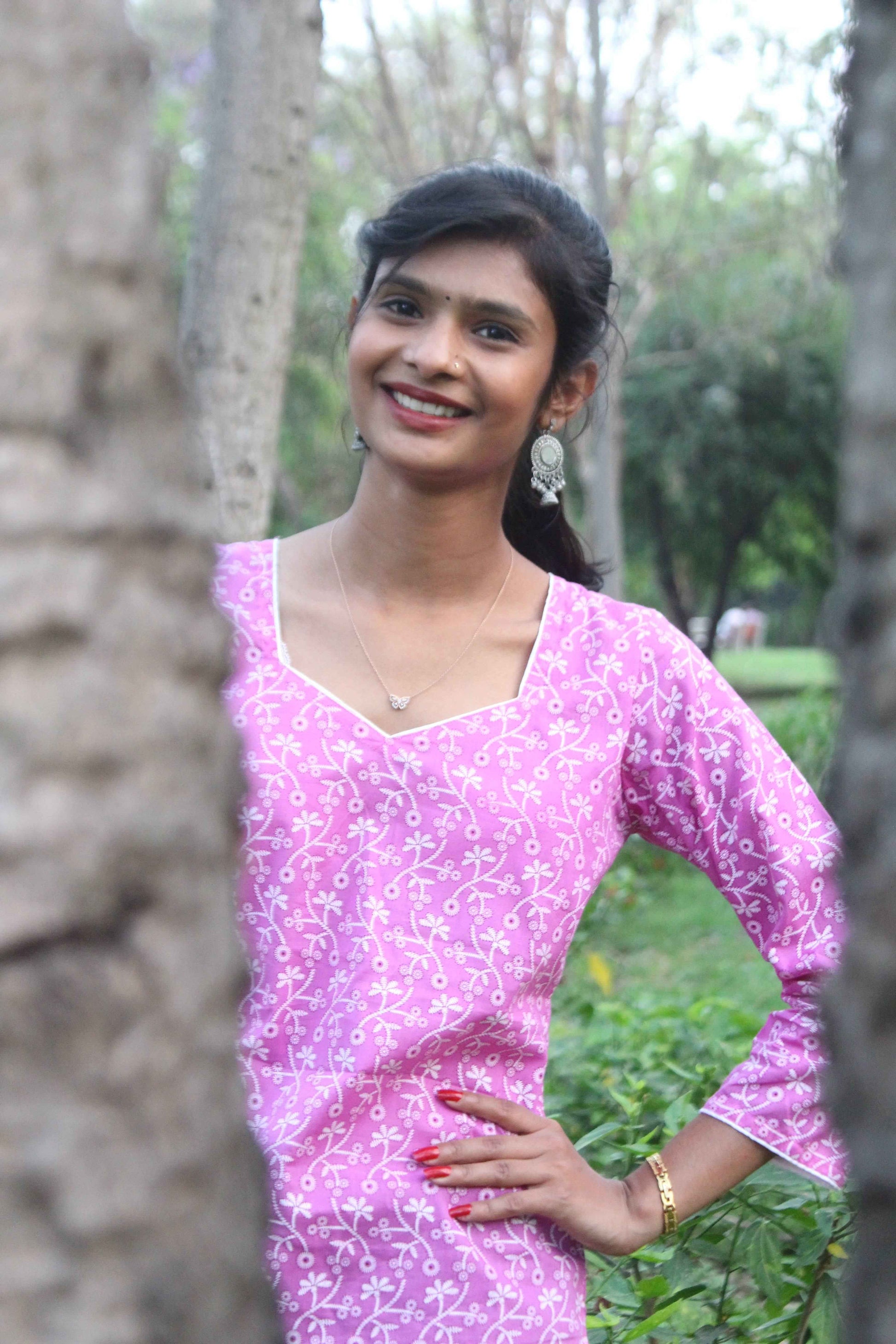 Gulbahar Pink Printed Cotton Kurti