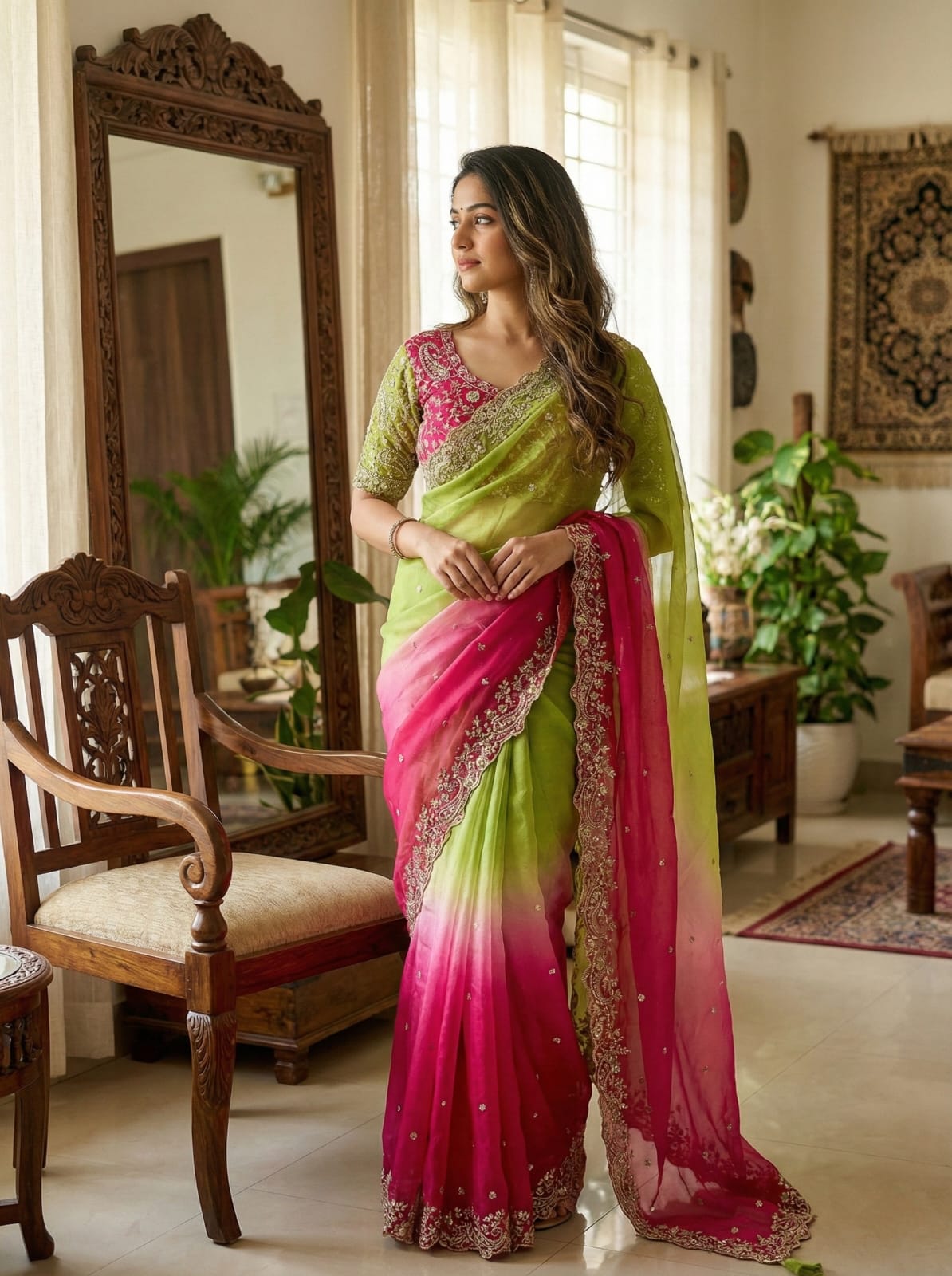 gulharit rangleher designer saree