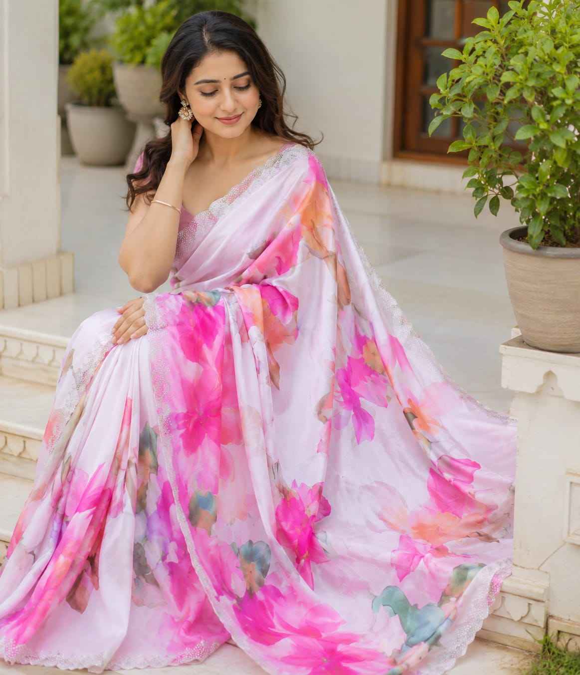 Kaagaz Ke Phool  Maheshwari Silk Saree with Diamond Cutwork Border