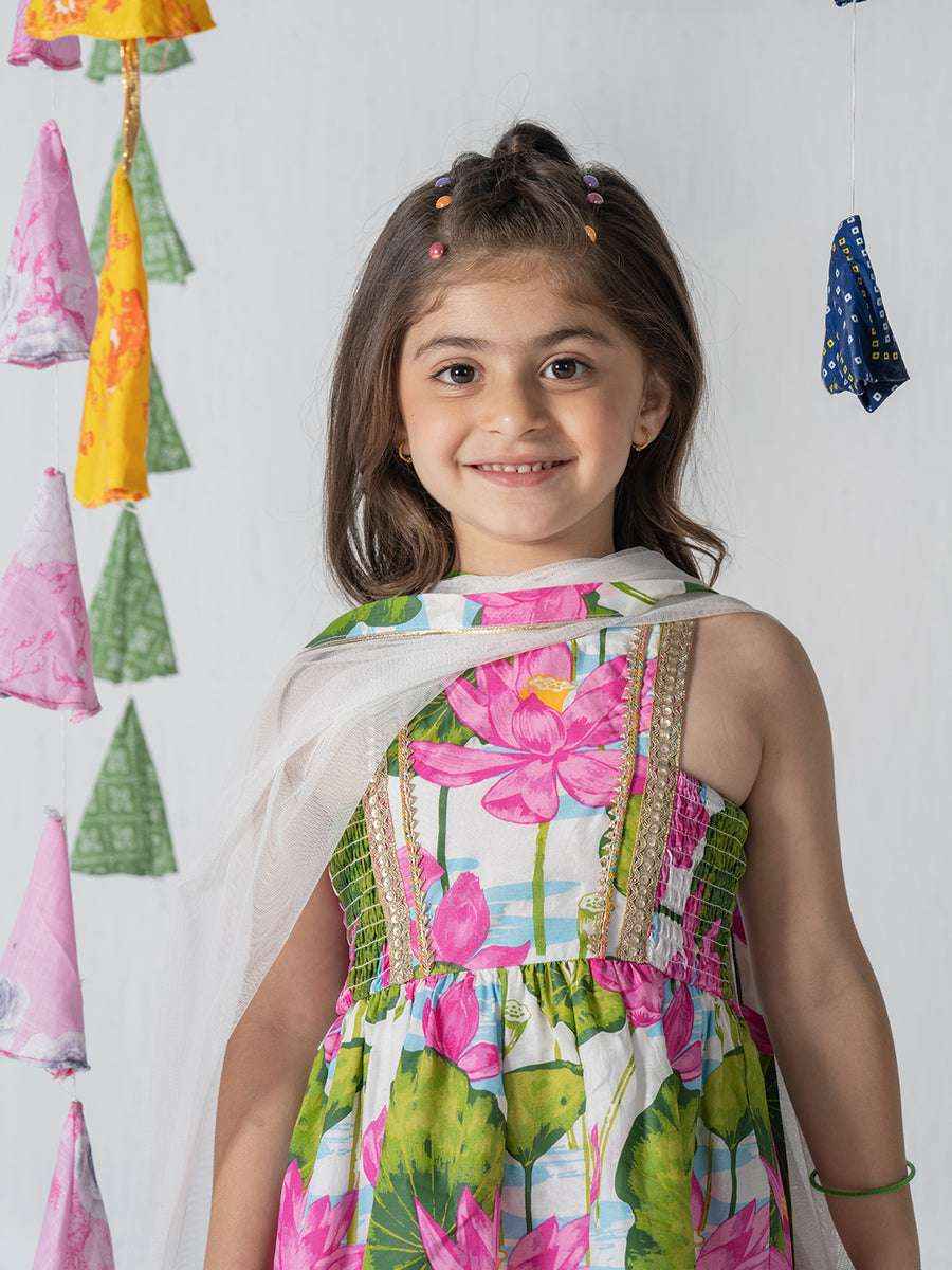 Lotus Bloom Floral Tiered Sharara Set