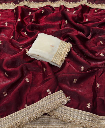 Rajsi Crimson Zari Elegance Saree