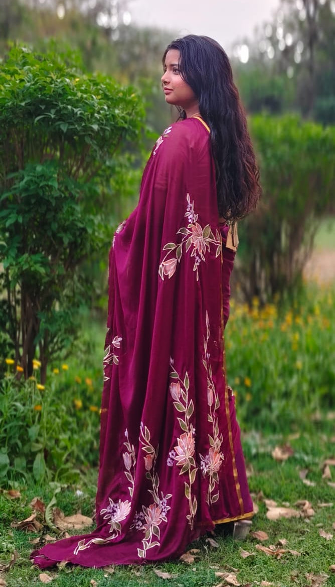 gulbahar handpainted chiffon saree