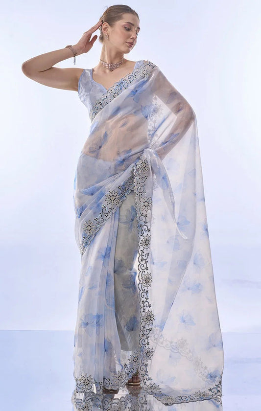 Ira Devyani Embroidered Space Silk Saree