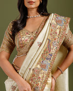 Golden Tissue Weave Saree with Resham, Zardozi, Cutdana & Embroidery Work