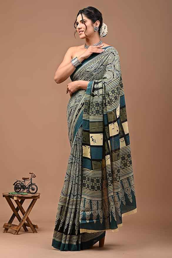 Royal Heritage Mosaic in Mulmul Saree