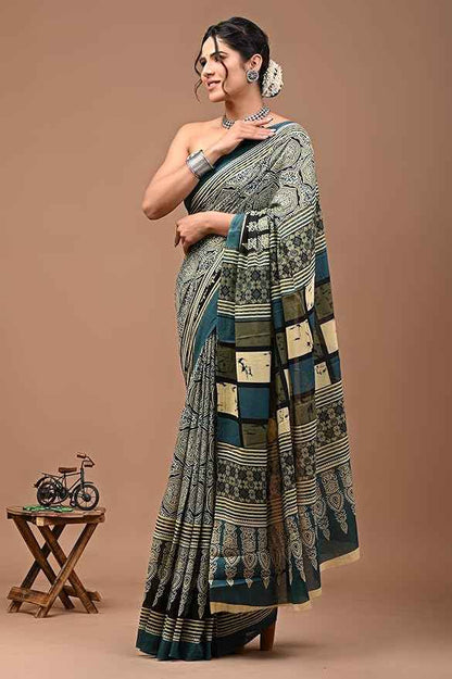 Royal Heritage Mosaic in Mulmul Saree
