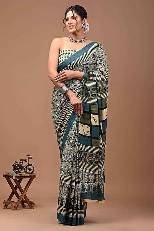 royal heritage mosaic in mulmul saree