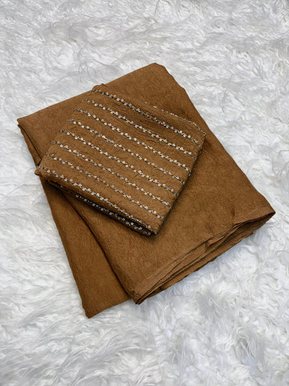 Brownee Crush Designer Saree with Heavy Beaded Blouse