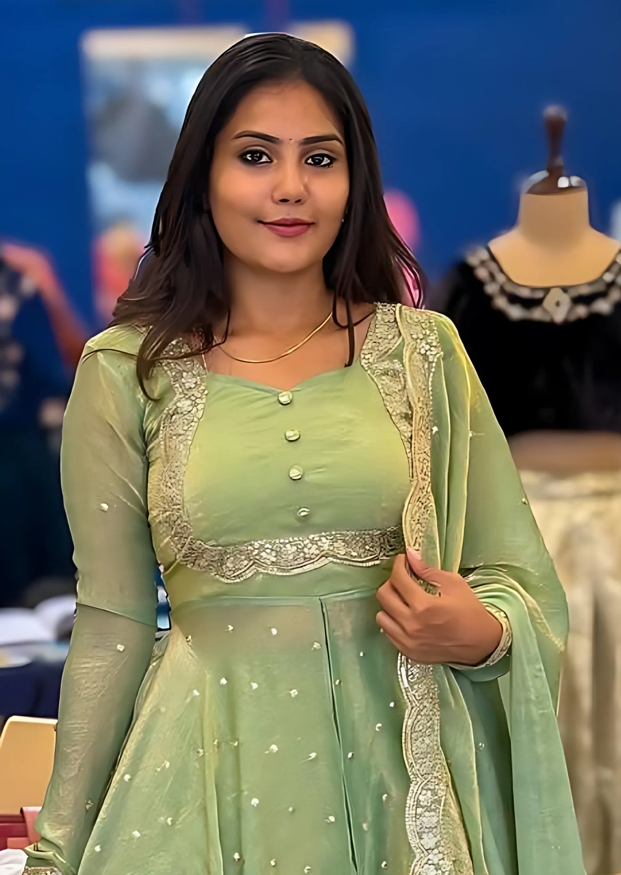 pastel green vichitra silk embroidered cape lehenga set