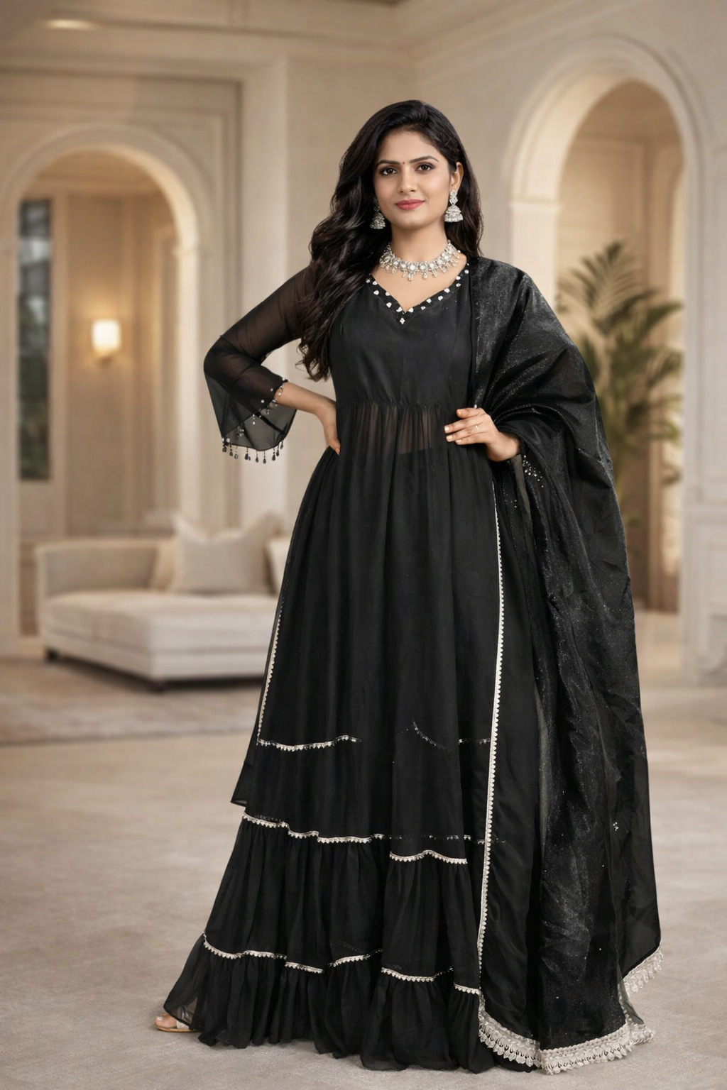Shyama Black Sharara Set - Yooneck