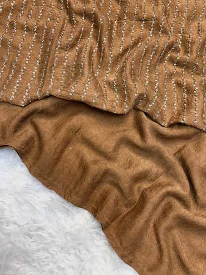 Brownee Crush Designer Saree with Heavy Beaded Blouse