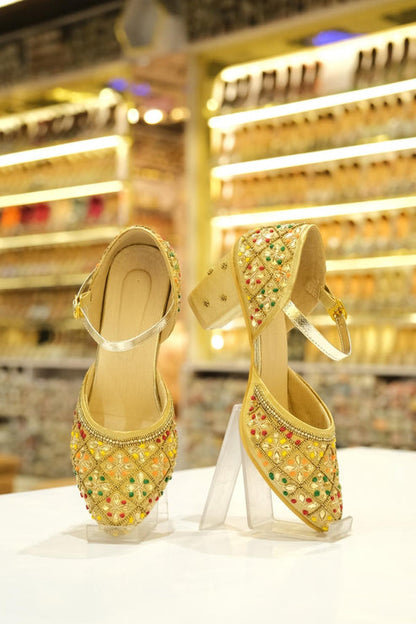 Rangratna Gold Embellished Block Heels