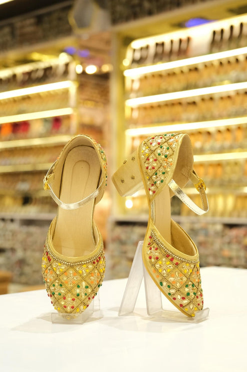 Rangratna Gold Embellished Block Heels