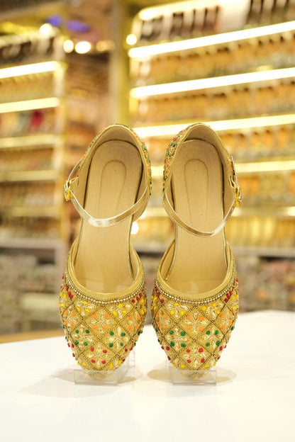 Rangratna Gold Embellished Block Heels