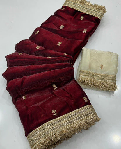 Rajsi Crimson Zari Elegance Saree