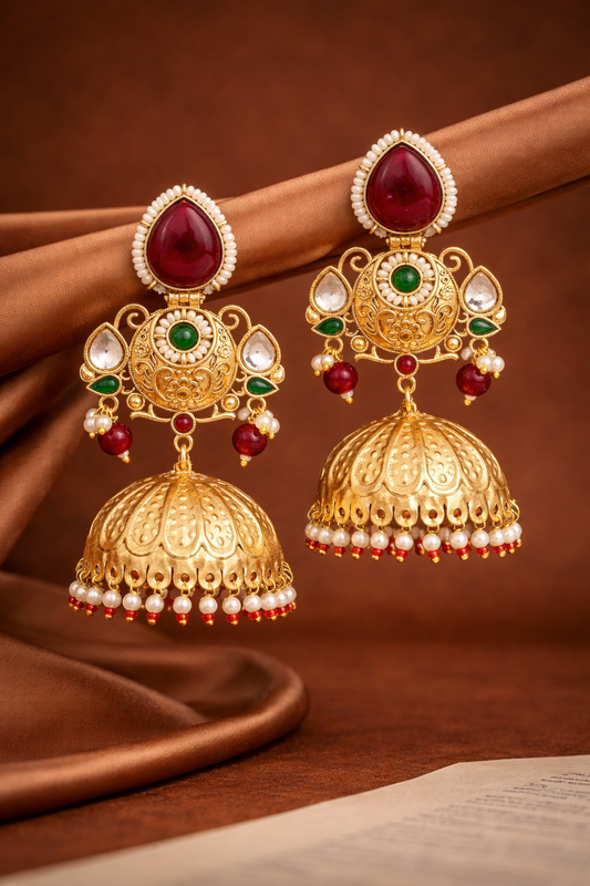 Tejaswini Royal Kundan Jhumki Earrings