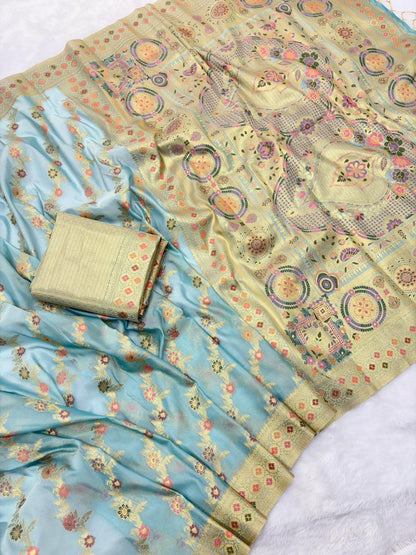 Neel Kanchan Kora Silk Zari Woven Saree