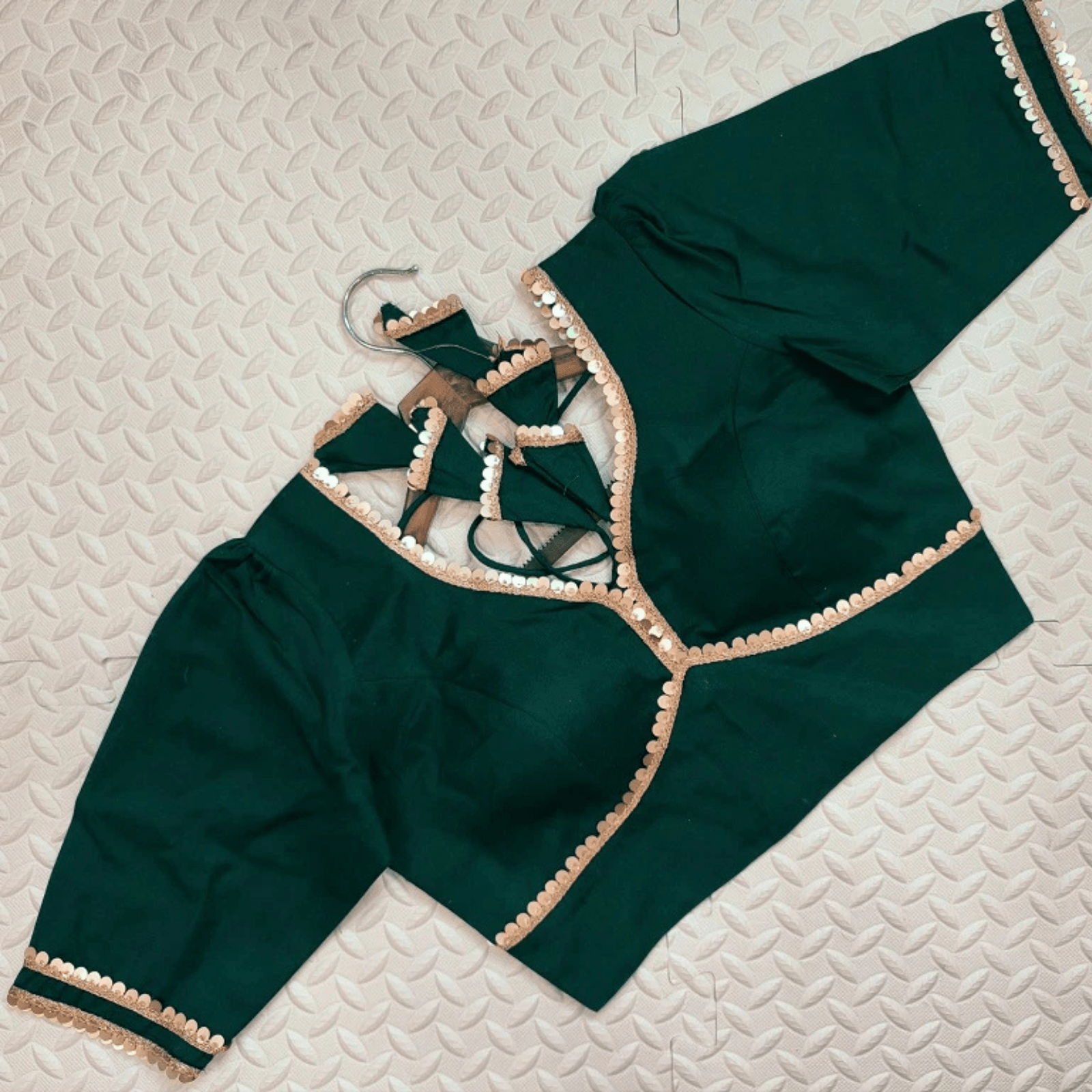 Avira Emerald Sequin Flex Cotton Blouse - Yooneck