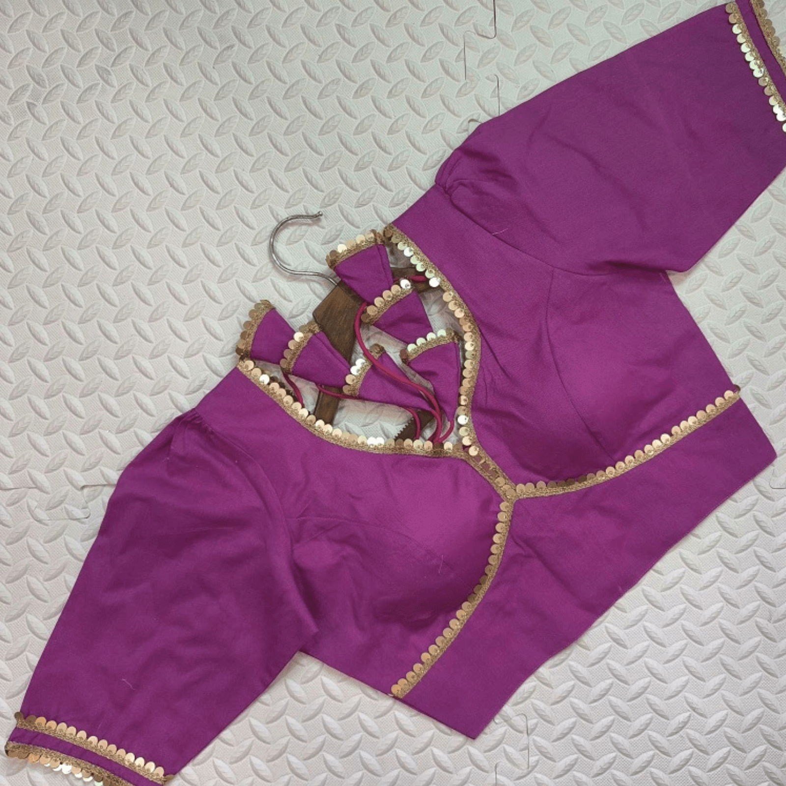 Avira Magenta Sequin Flex Cotton Blouse - Yooneck