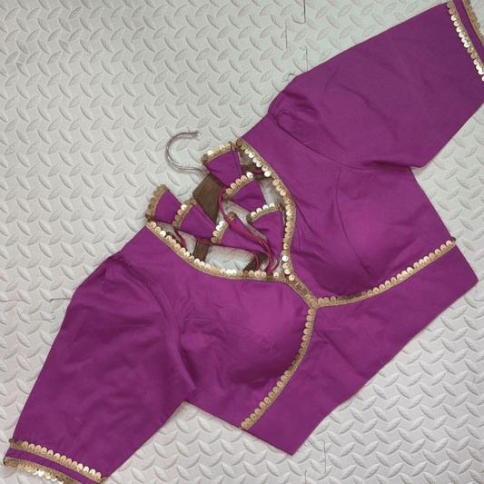 Avira Magenta Sequin Flex Cotton Blouse - Yooneck