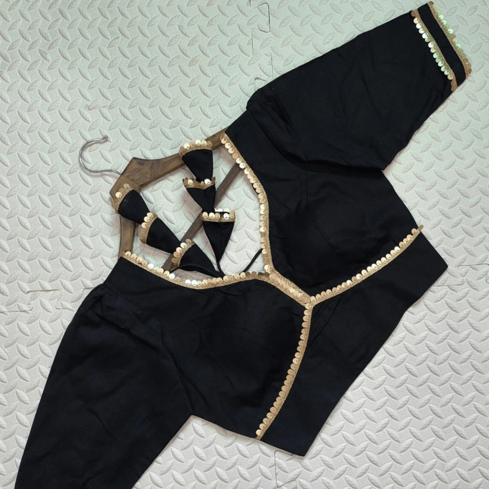 Avira Noir Sequin Flex Cotton Blouse - Yooneck