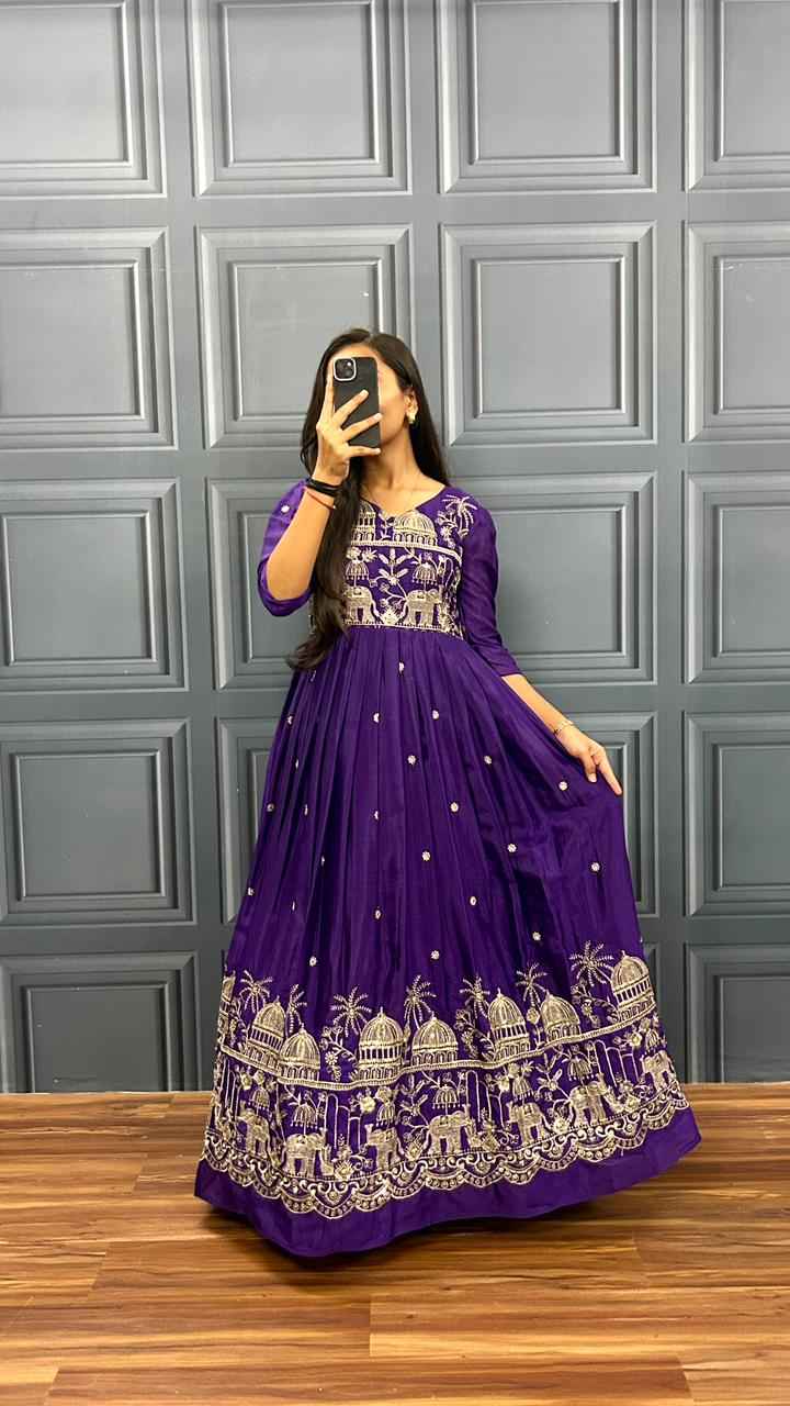 Avni Royal Amethyst Gown - Yooneck