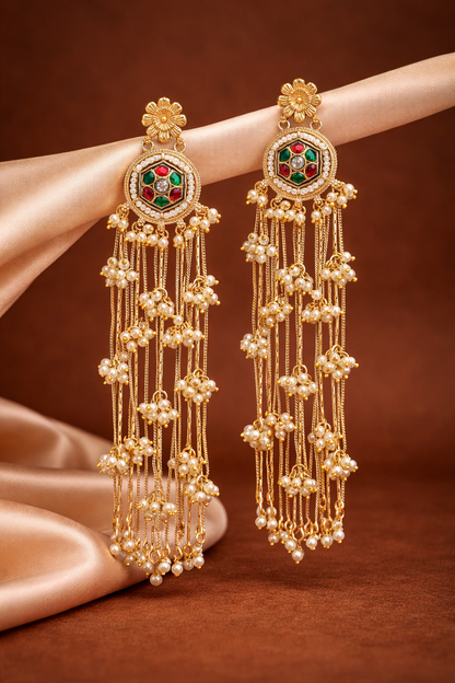 Phulkari Kashmiri Gold Dangler