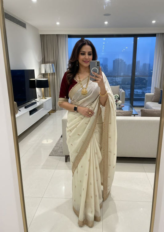 Rajrani Shwetambara Space Silk Saree