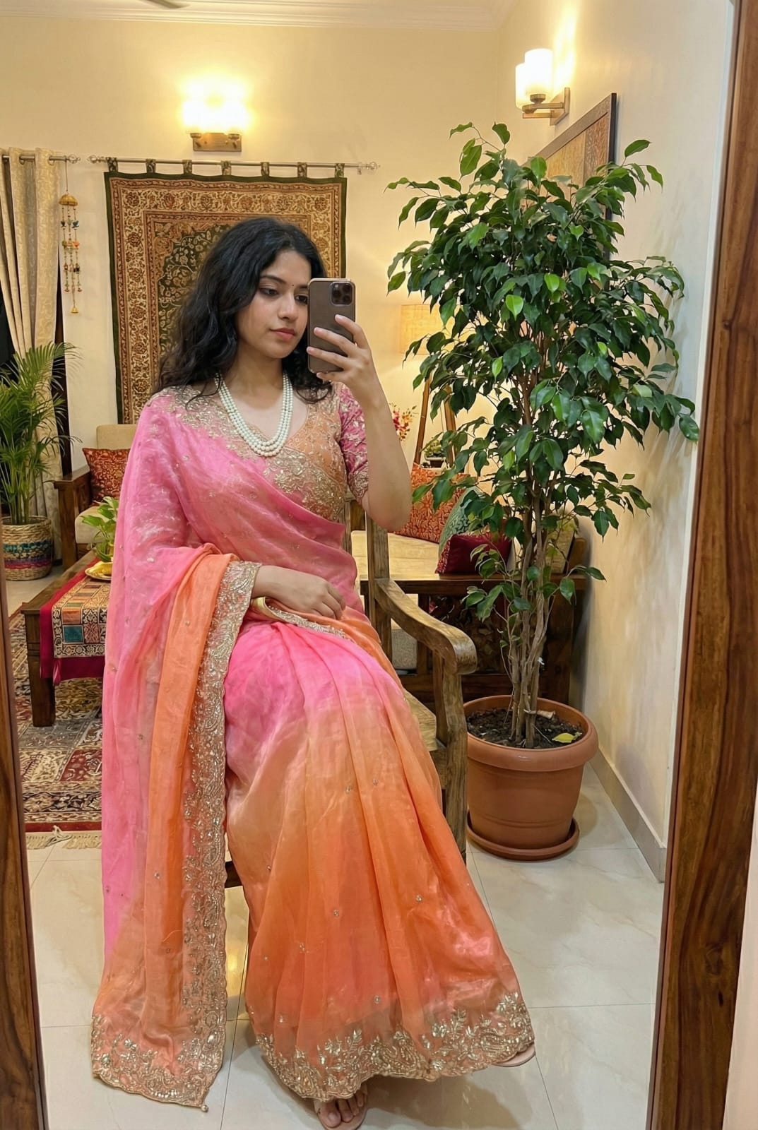 gulaab pehrava ombre designer saree