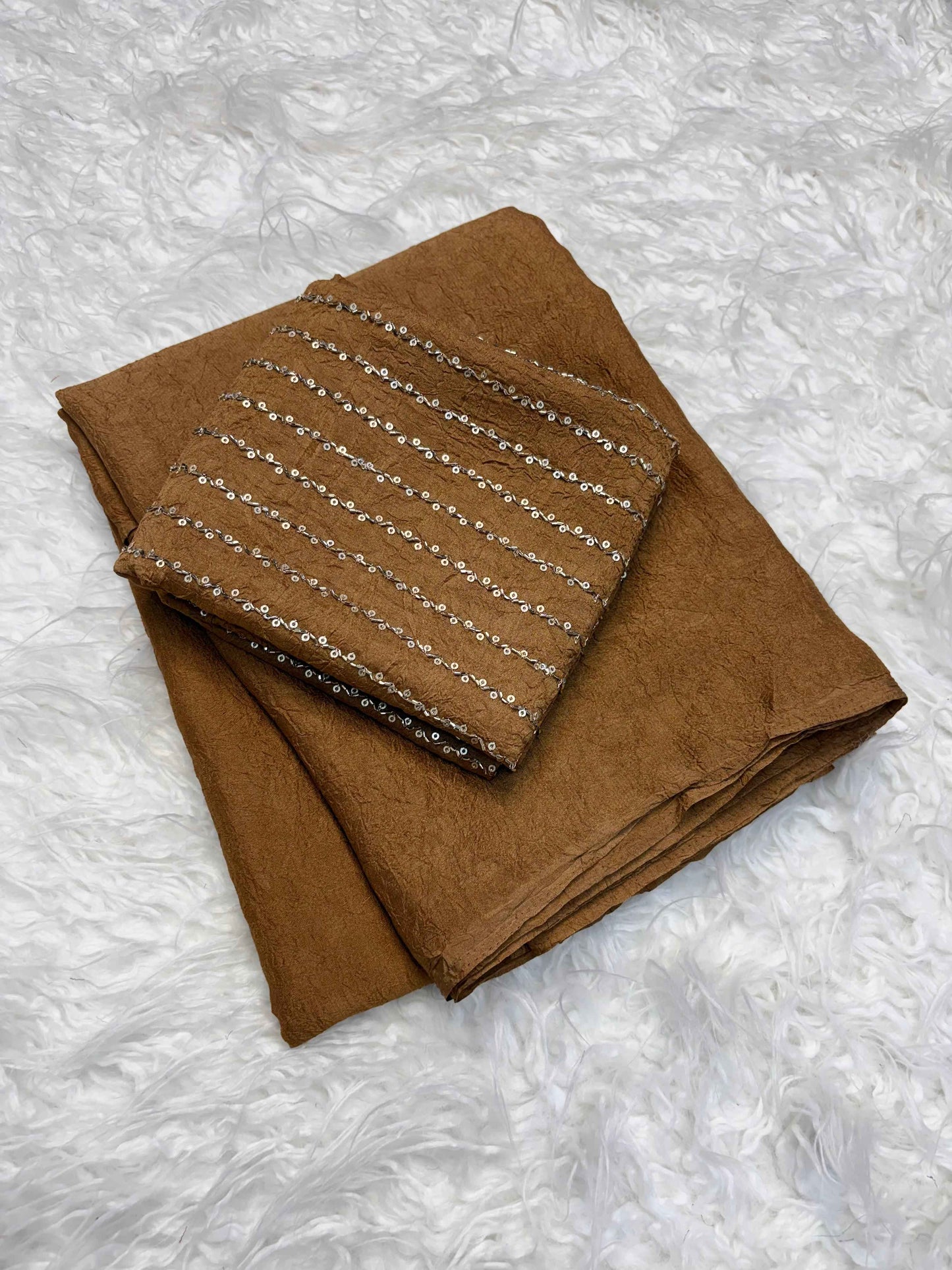 brownee crush designer saree with heavy beaded blouse - yooneck