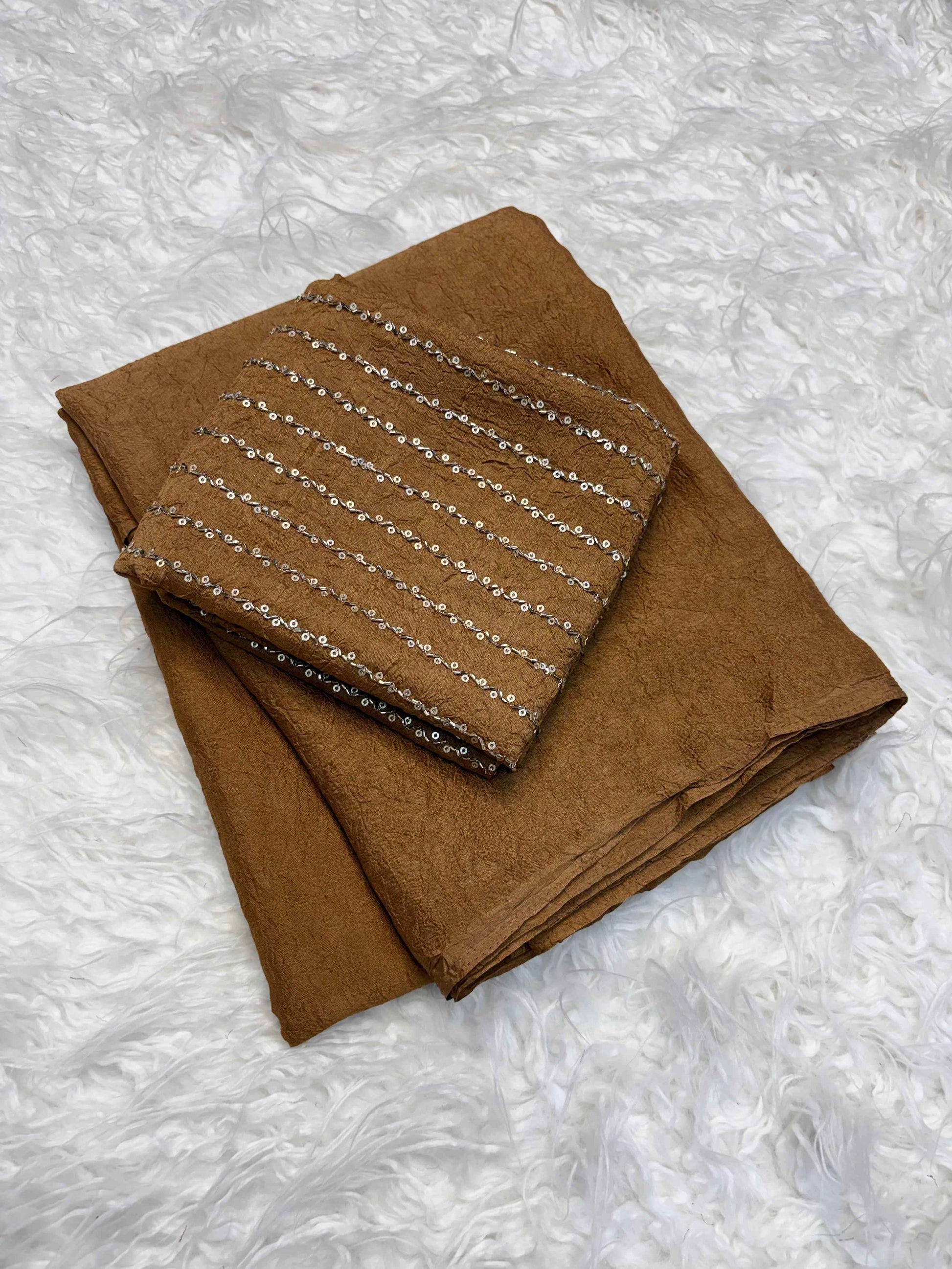 Brownee Crush Designer Saree with Heavy Beaded Blouse - Yooneck