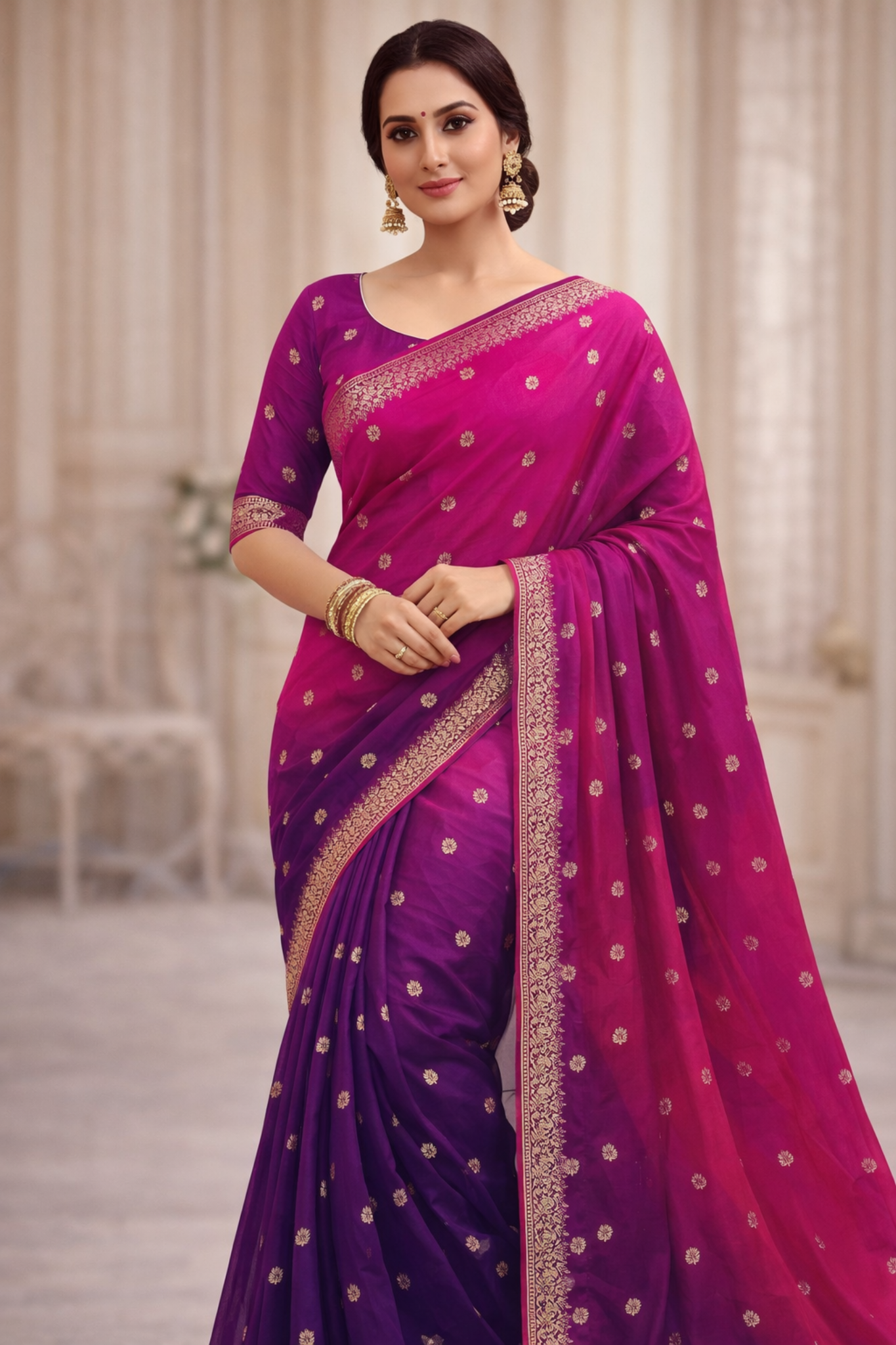 rangsaaz dual tone crepe silk saree