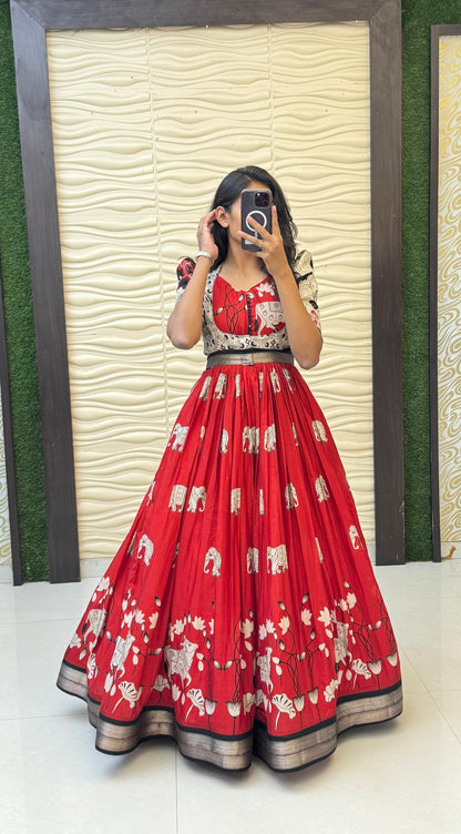 Aadhira Kalamkari Wedding Gown Set