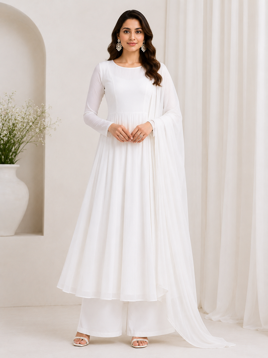 Pavitra Georgette Anarkali Kurta Palazzo Set with Dupatta