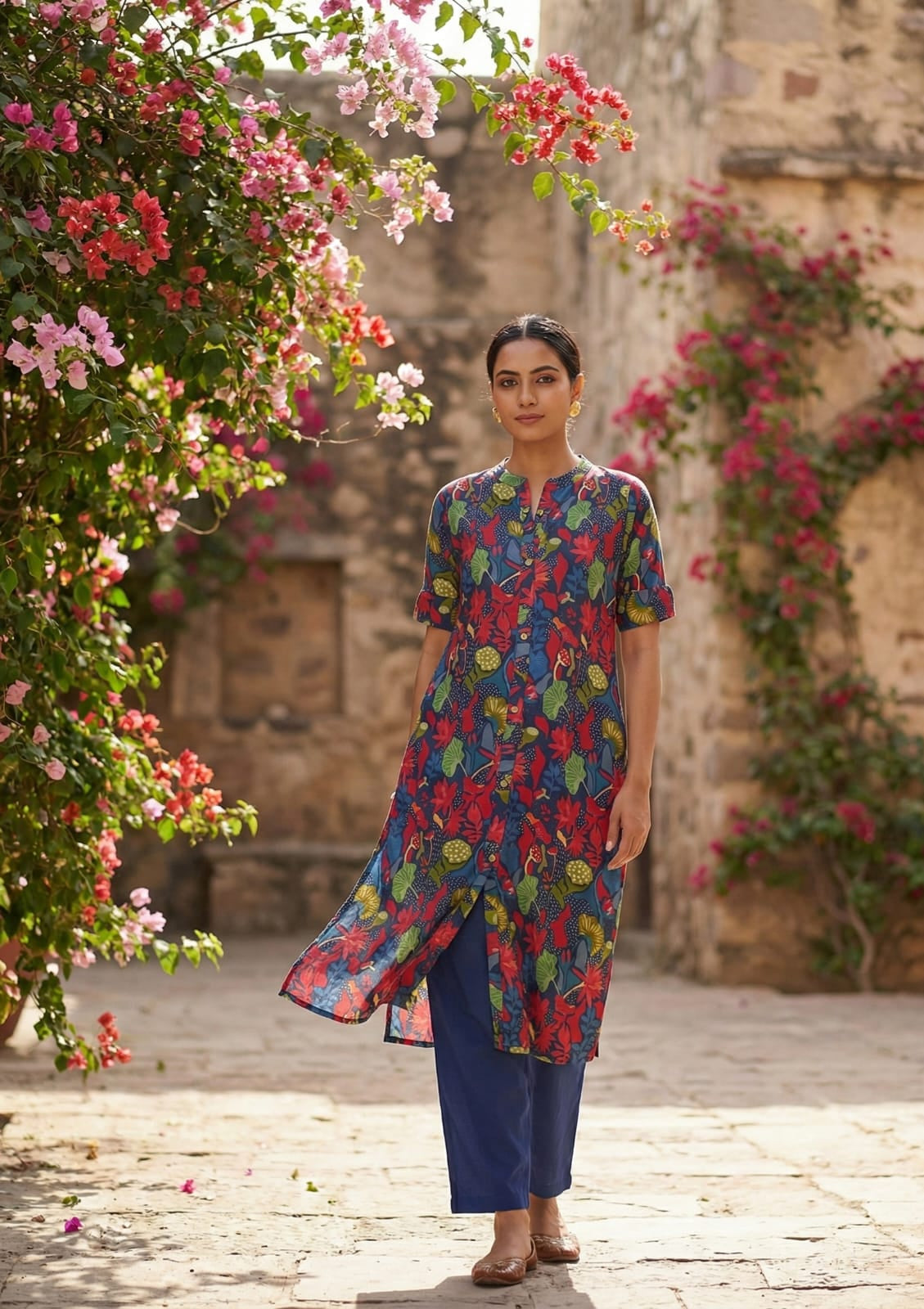 anaya indigo a-line kurti set