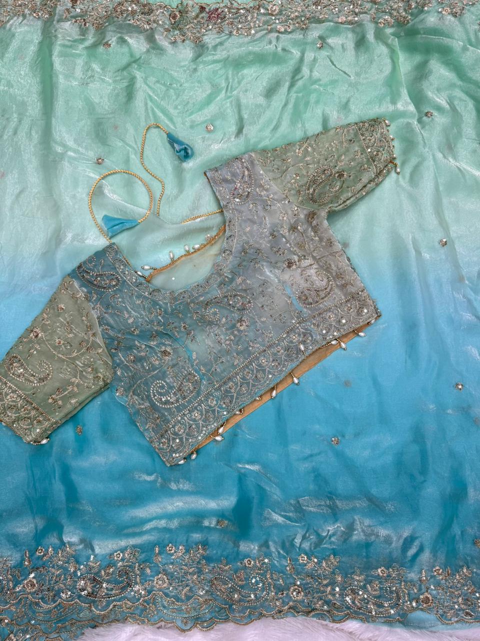 neelaab noorleher designer saree