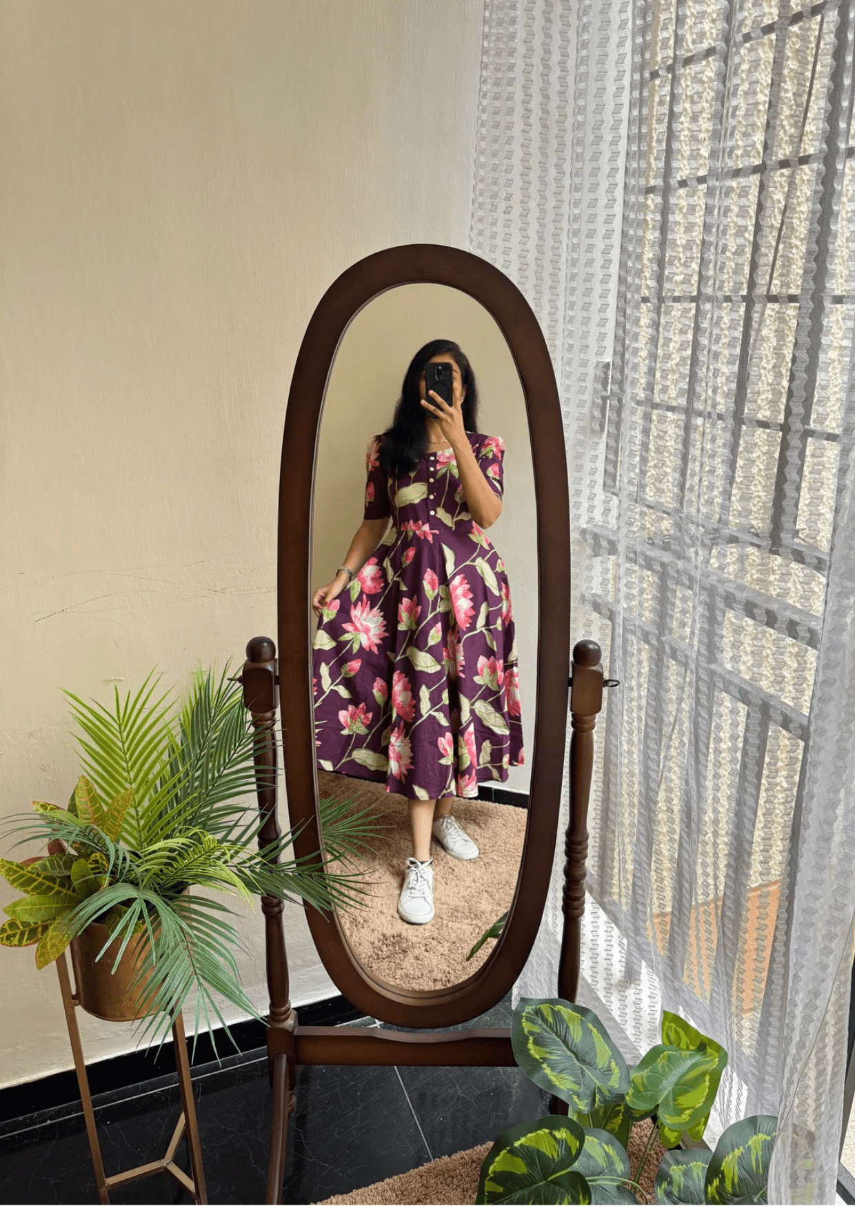 elegant lotus bloom soft cotton floral dress - yooneck