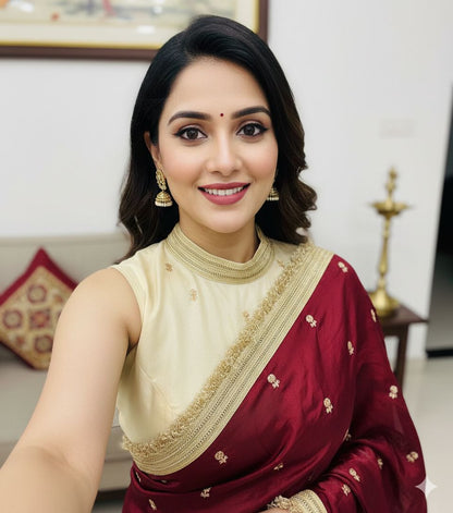 Rajsi Crimson Zari Elegance Saree