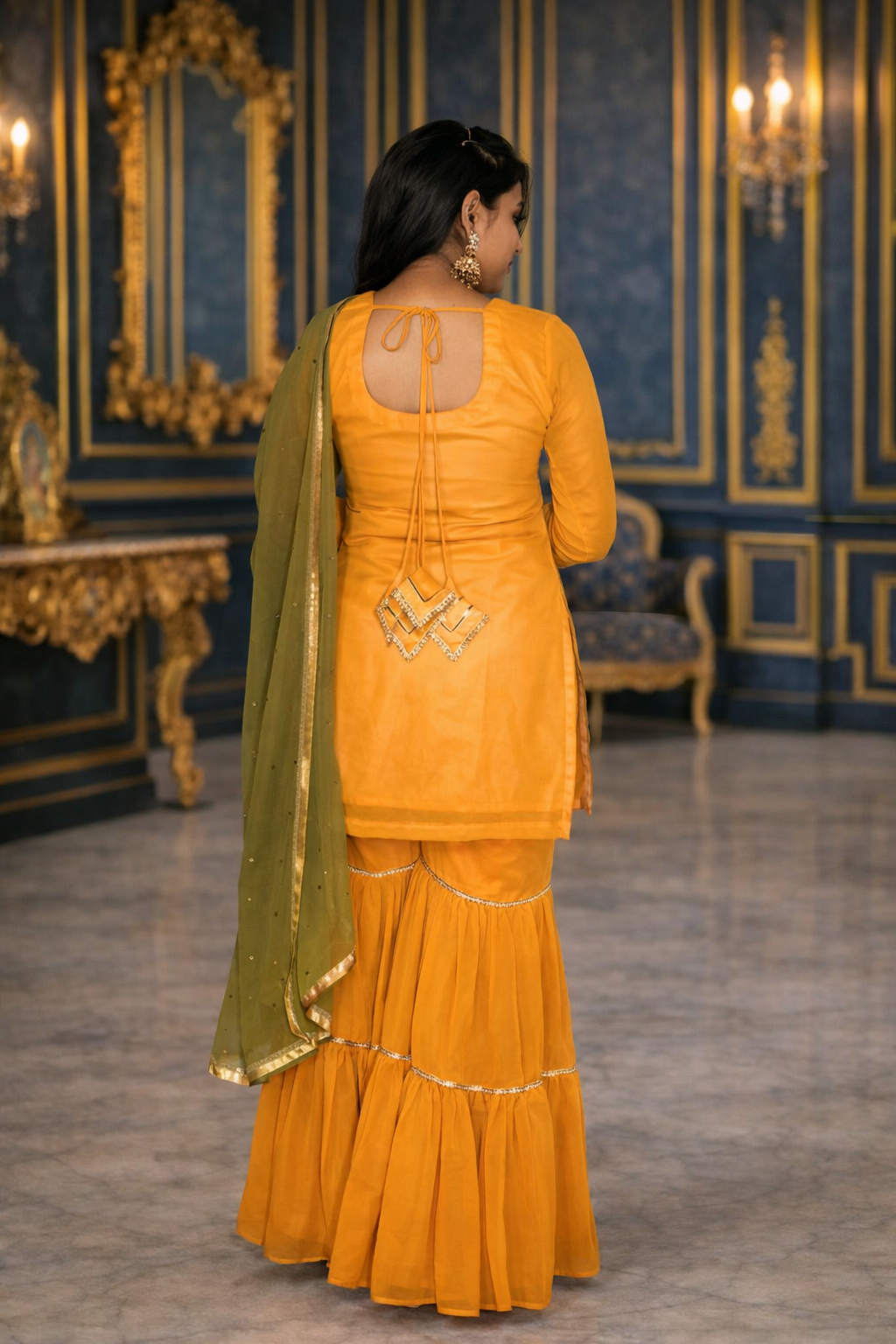 Mustard Bliss Georgette Sharara Set - Yooneck