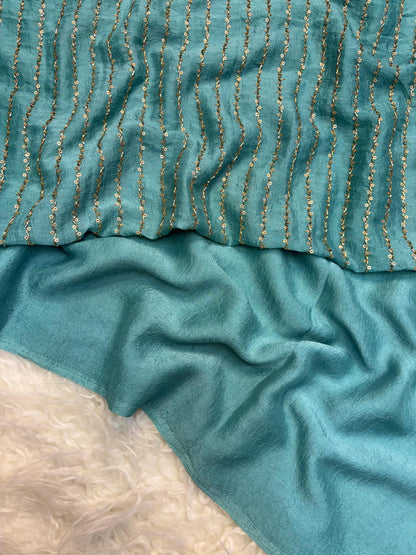 Aadhira Azure Crush Designer Saree with Heavy Beaded Blouse