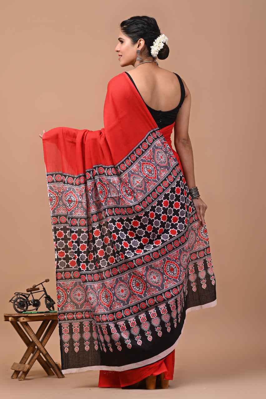 Laal Pari The Scarlet Whisper Mulmul Cotton Saree