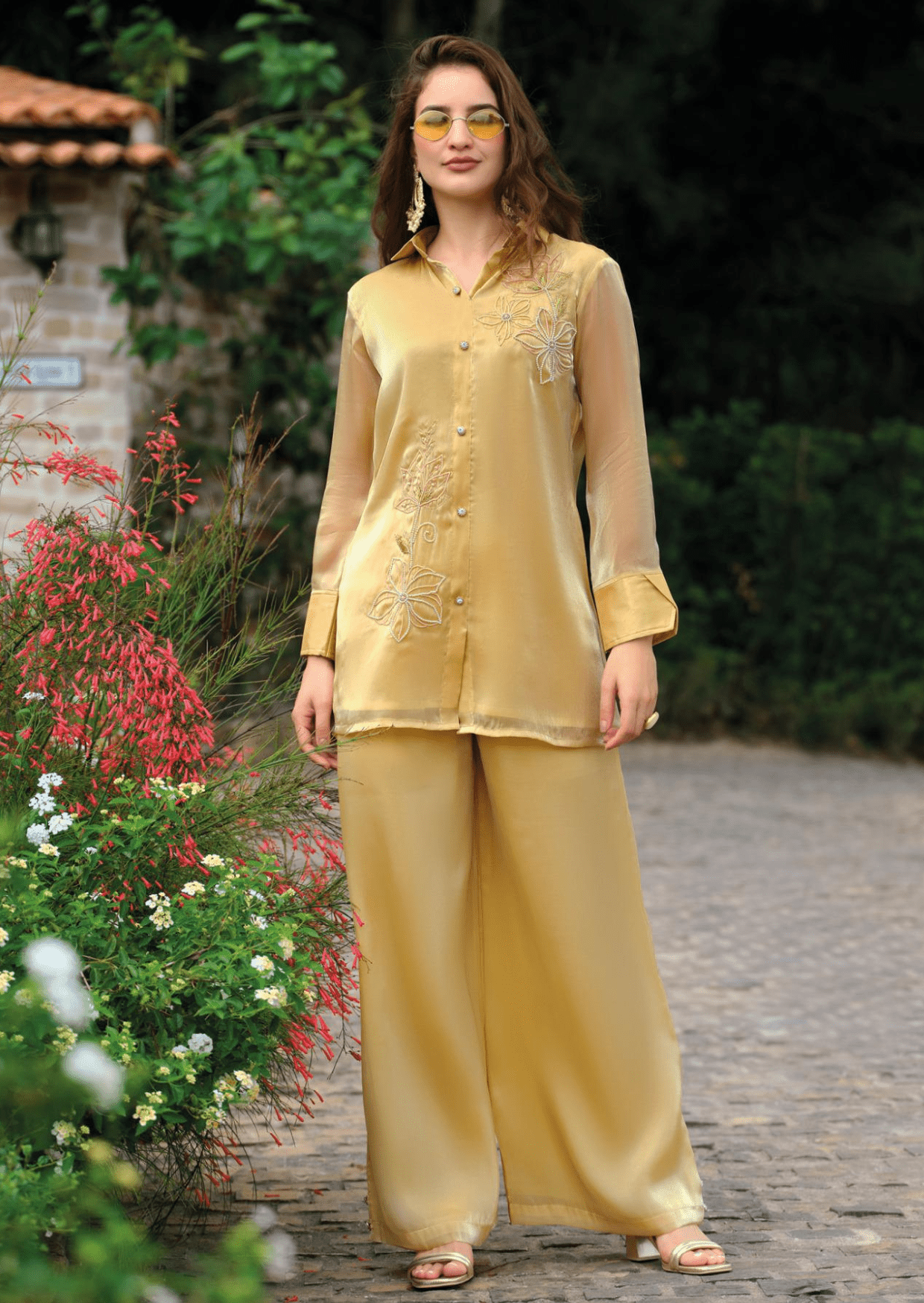 Golden Bloom Silk Co - Ord Set - Yooneck