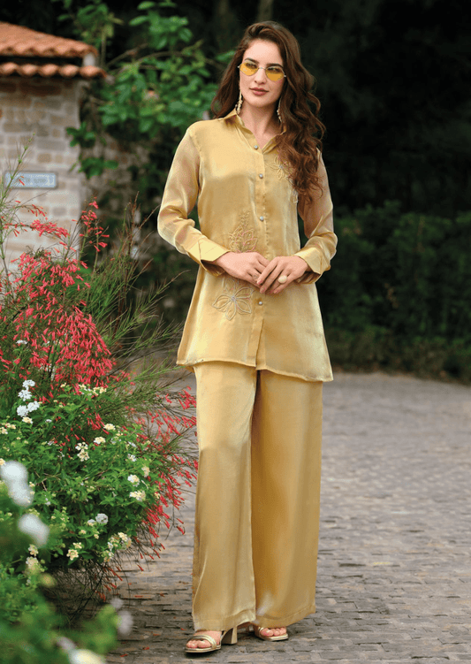 Golden Bloom Silk Co - Ord Set - Yooneck