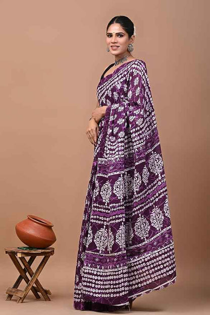 Gulaabo Vibe Purple Power in Mulmul Saree - Yooneck