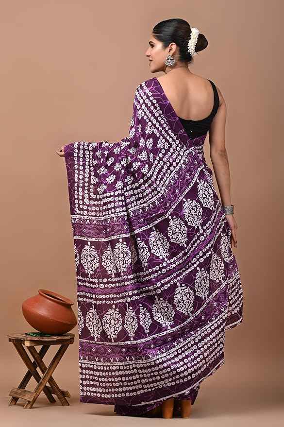 Gulaabo Vibe Purple Power in Mulmul Saree - Yooneck