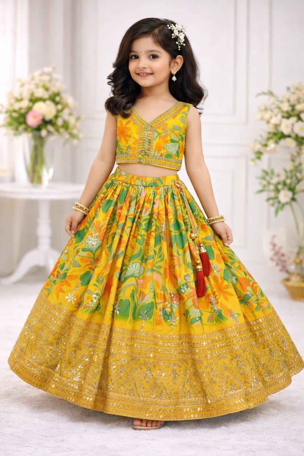 hunny bunny digital print & sequins embroidered lehenga set with dupatta - yooneck