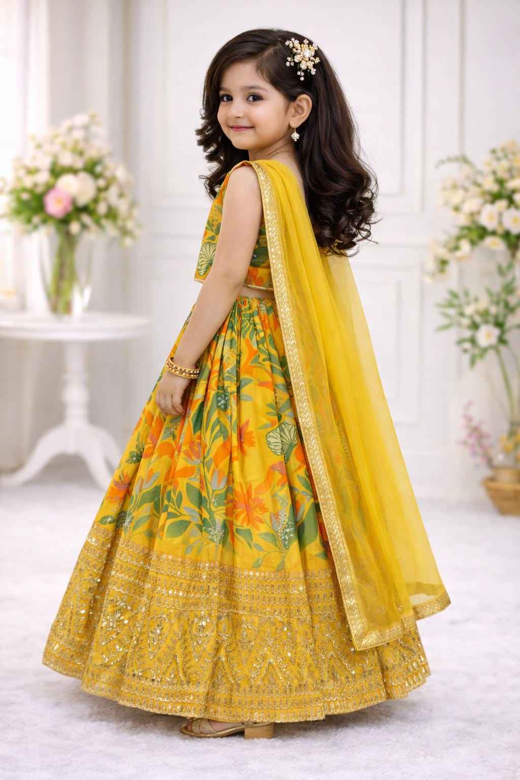 hunny bunny digital print & sequins embroidered lehenga set with dupatta - yooneck