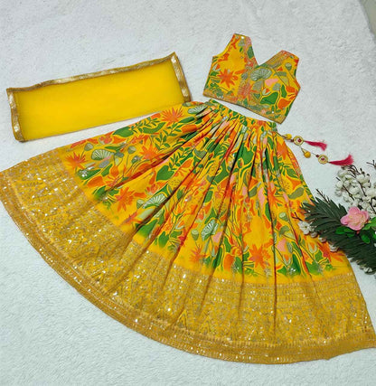 Hunny Bunny Digital Print & Sequins Embroidered Lehenga Set with Dupatta - Yooneck