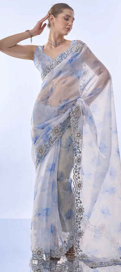 Ira Devyani Embroidered Space Silk Saree - Yooneck