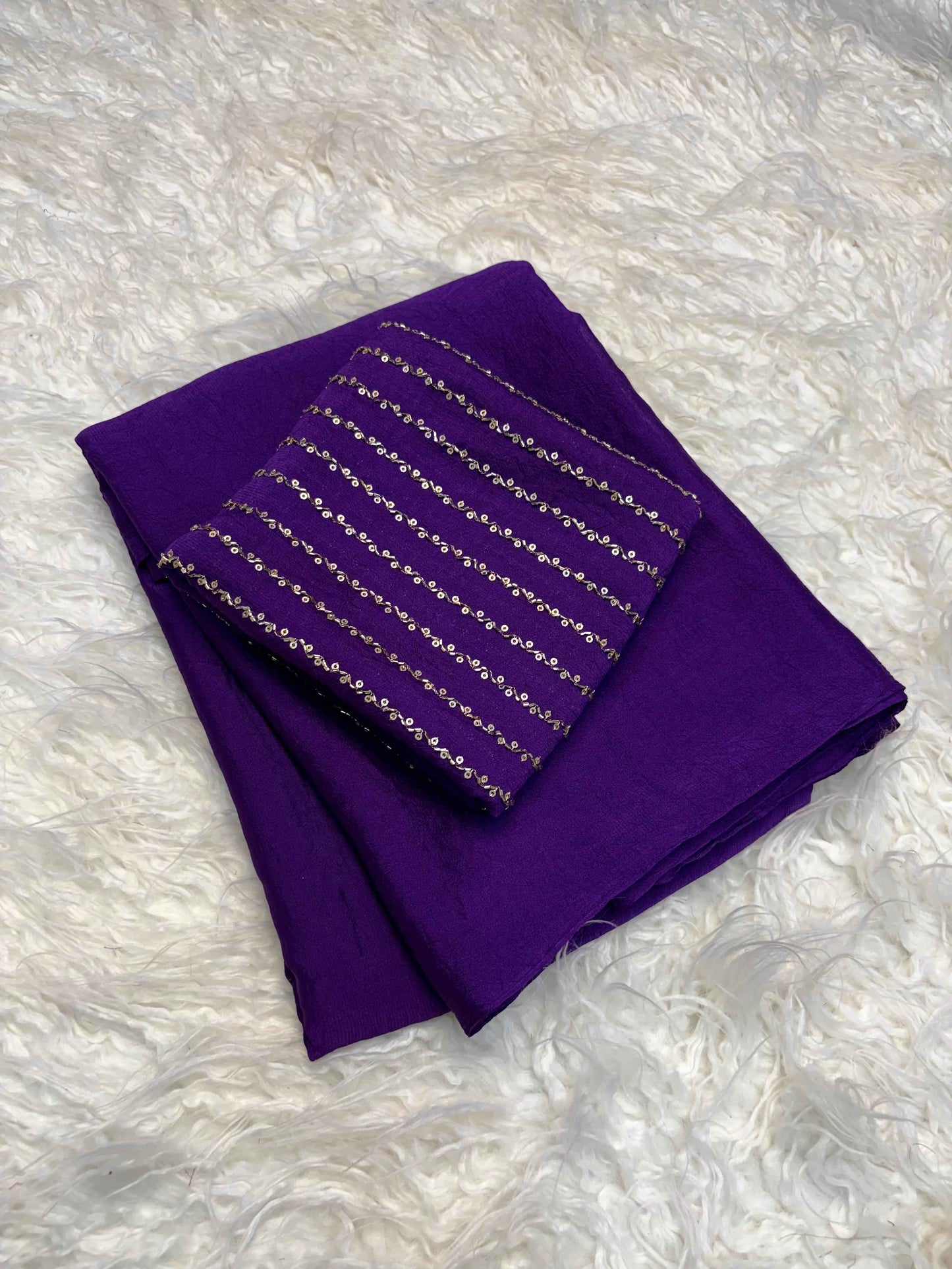 ishira amethyst crush designer saree with heavy beaded blouse - yooneck
